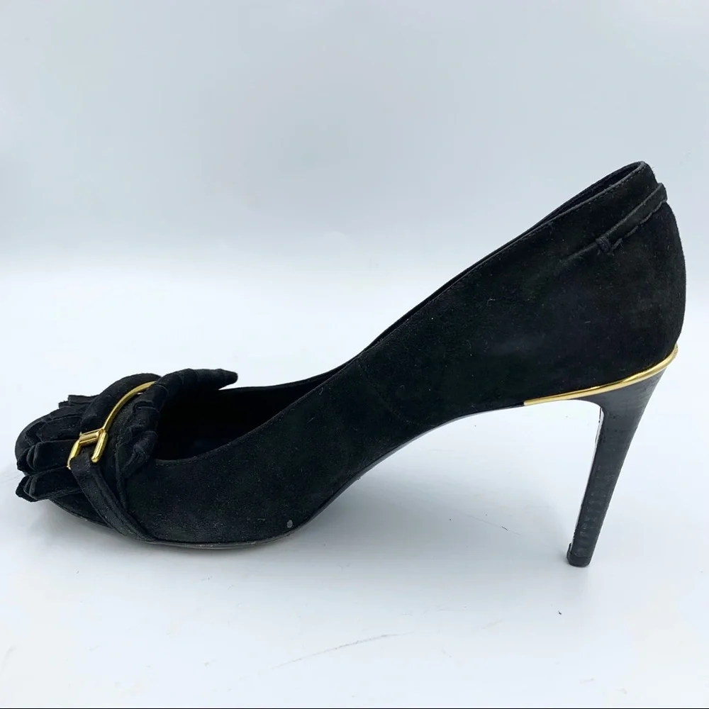 Burberry Metal Bar Hampden Fringe Black Pump